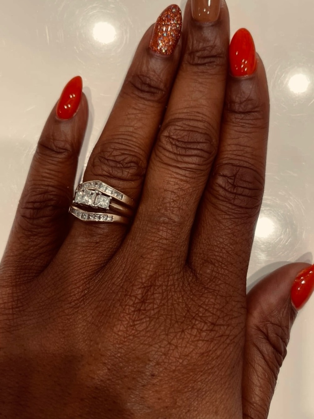 Gold-Tone Triple Band Ring with Clear Stones - Women's Fashion Ring